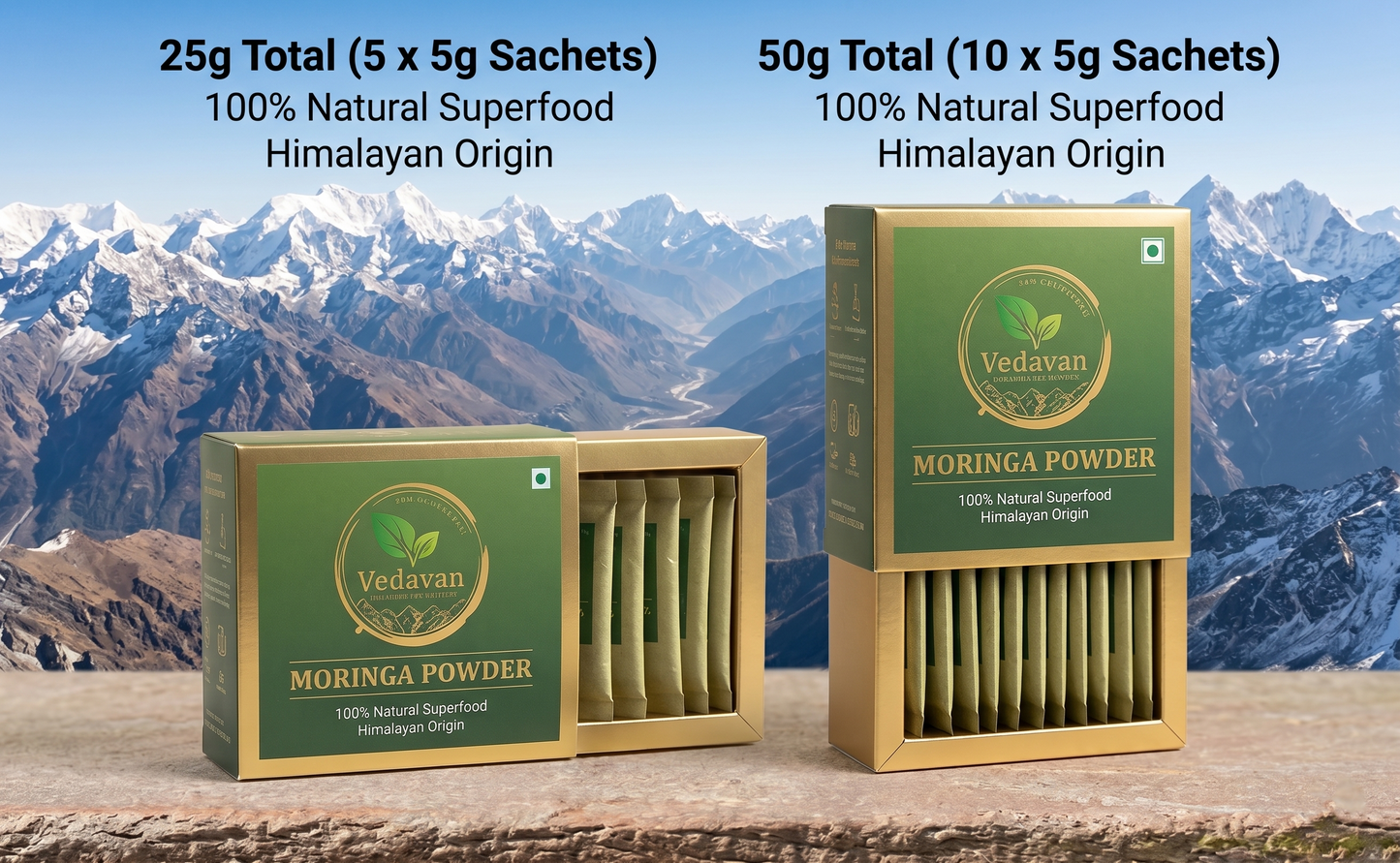Vedavan Pure Himalayan Moringa Powder | 100% Natural Superfood Sachets