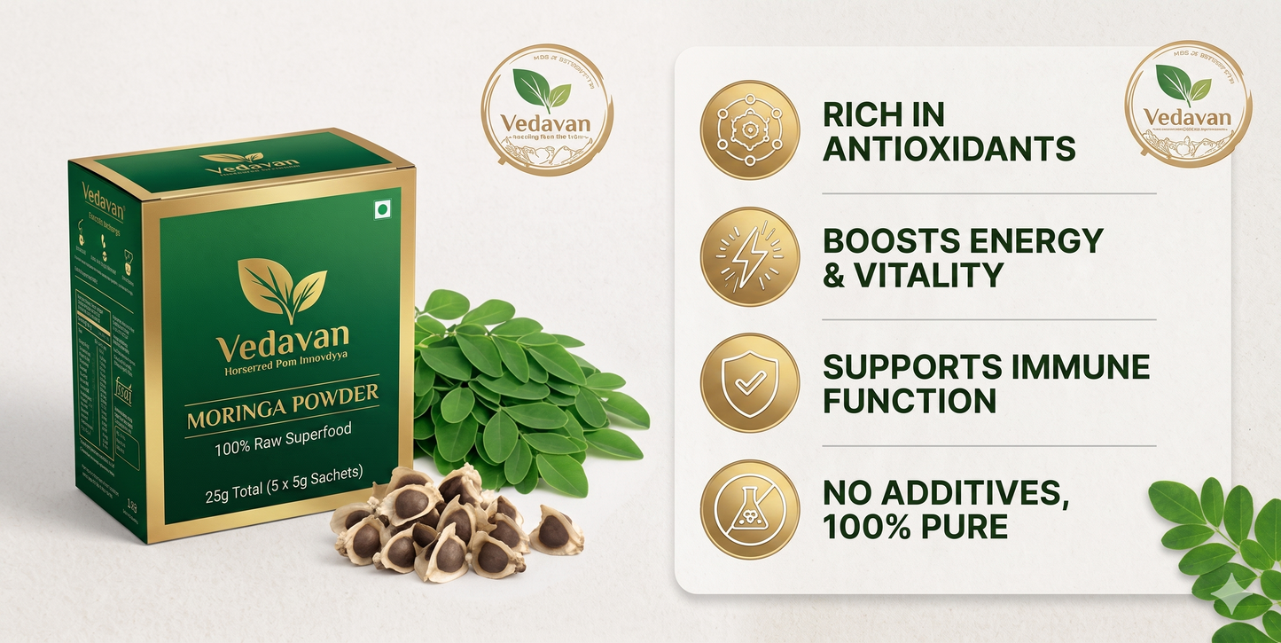 Vedavan Pure Himalayan Moringa Powder | 100% Natural Superfood Sachets