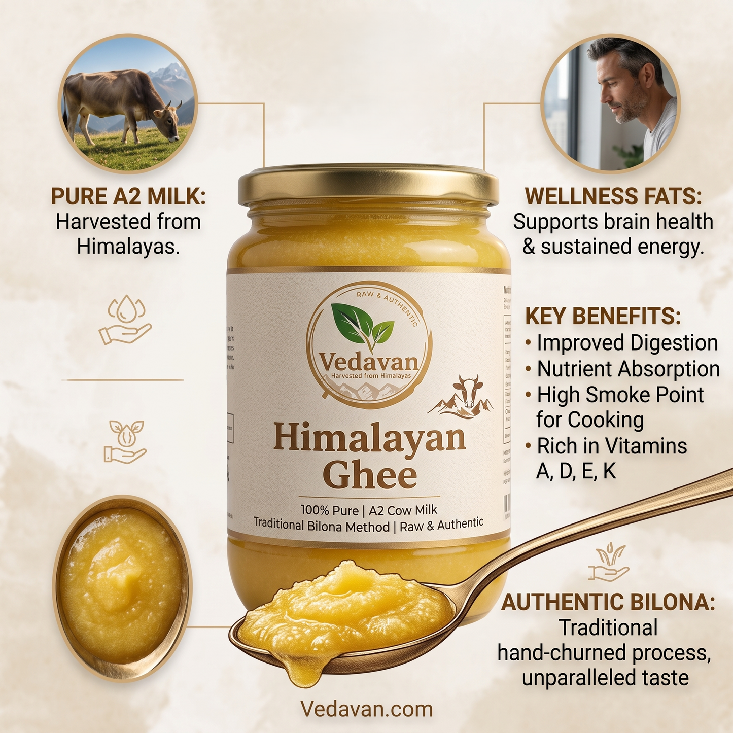 Vedavan Authentic Himalayan A2 Bilona Ghee