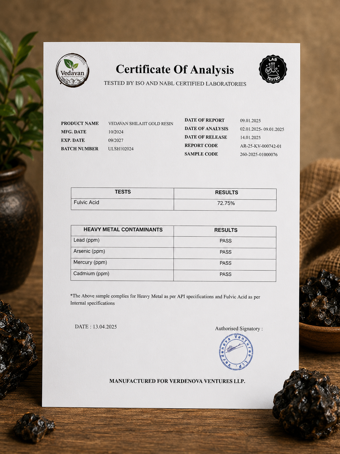Vedavan Pure Himalayan Shilajit Resin - 100% Authentic Shilajeet 20gm