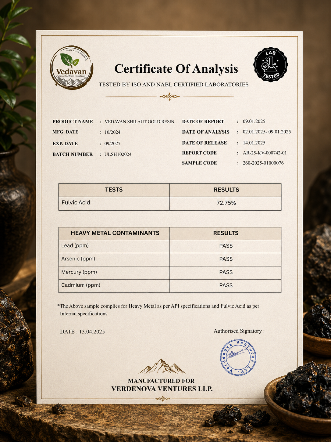 Vedavan Shilajit Gold Resin - Premium Strength & Stamina Formula 20gm