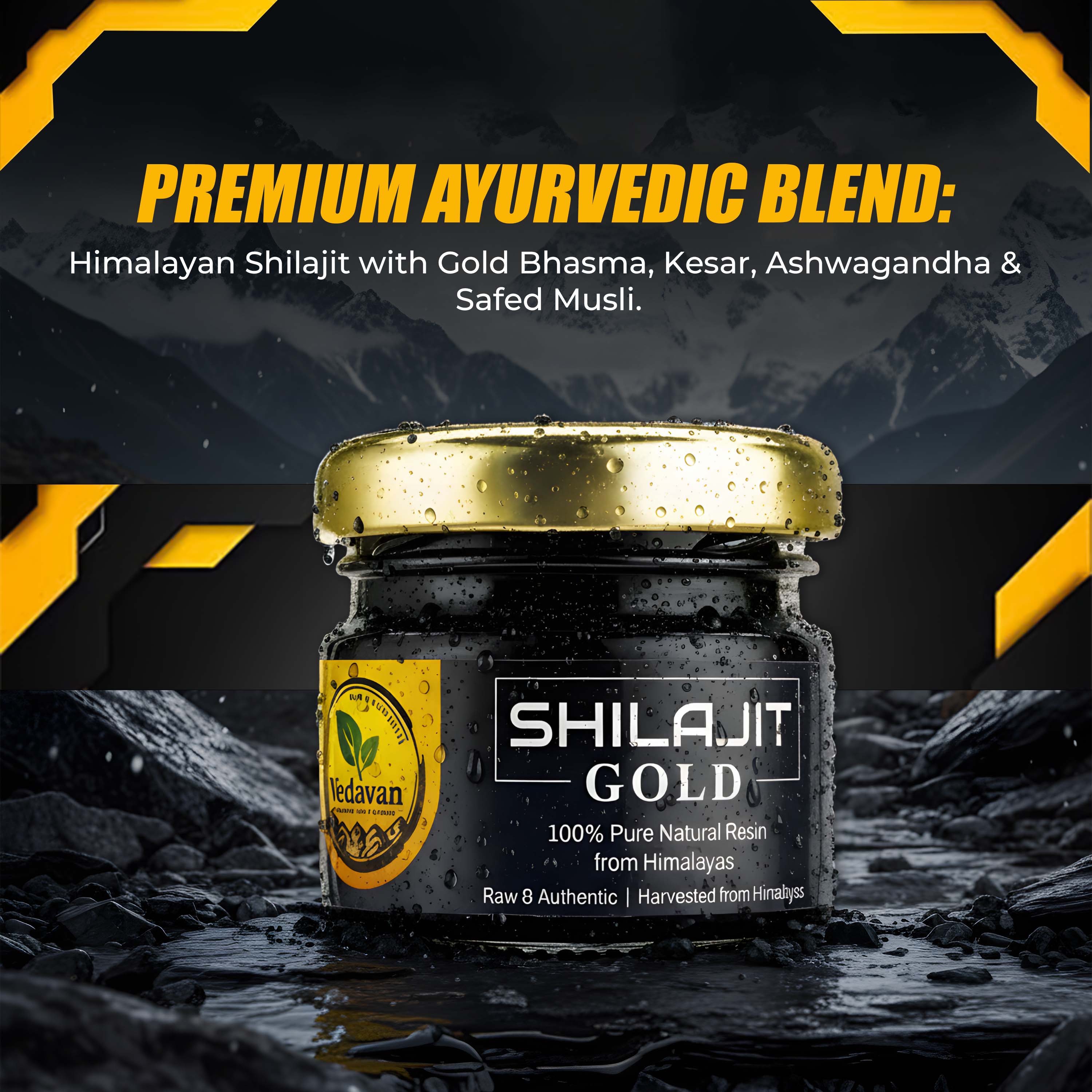 Vedavan Shilajit Gold Resin Combo Pack for Strength, Stamina, and Vitality (2 x 20g Packs)